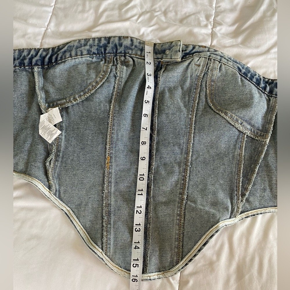 PLT Blue Denim Crop-Top Size 6 - Picture 6 of 9